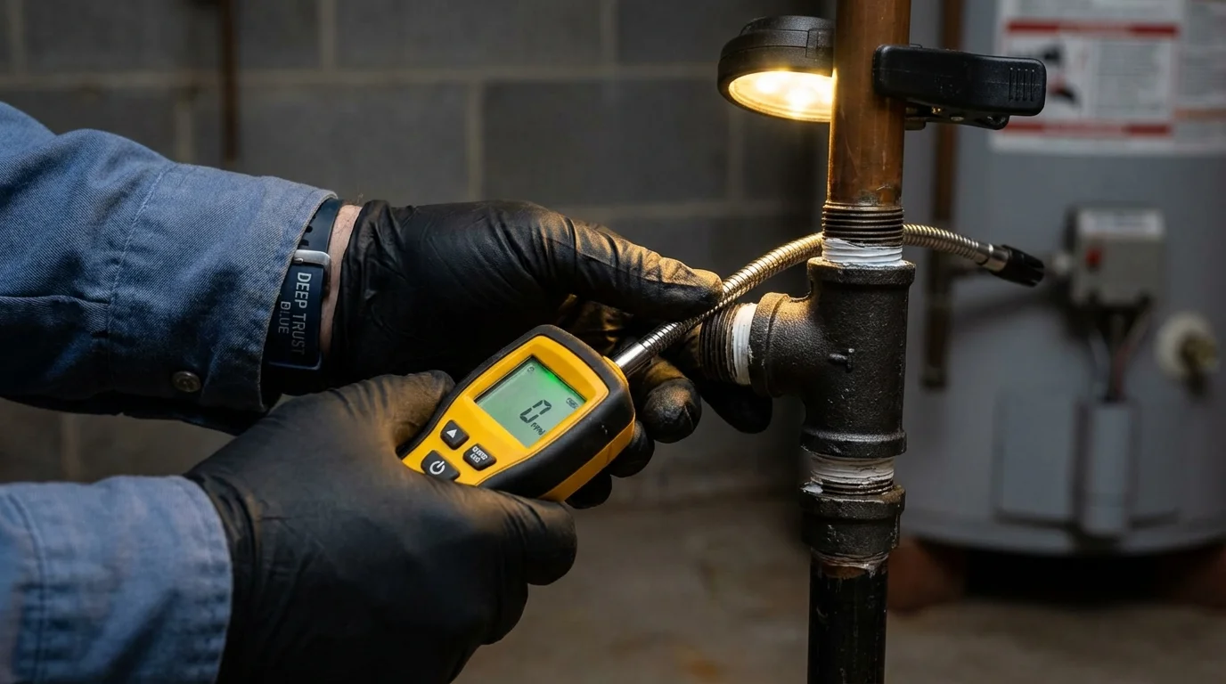 Gas leak detection with electronic sniffer by Johns Plumbing LLC in Ventura