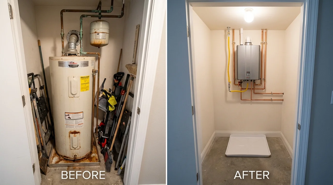 Tank water heater versus wall-mounted tankless unit comparison for Ventura, CA homeowners