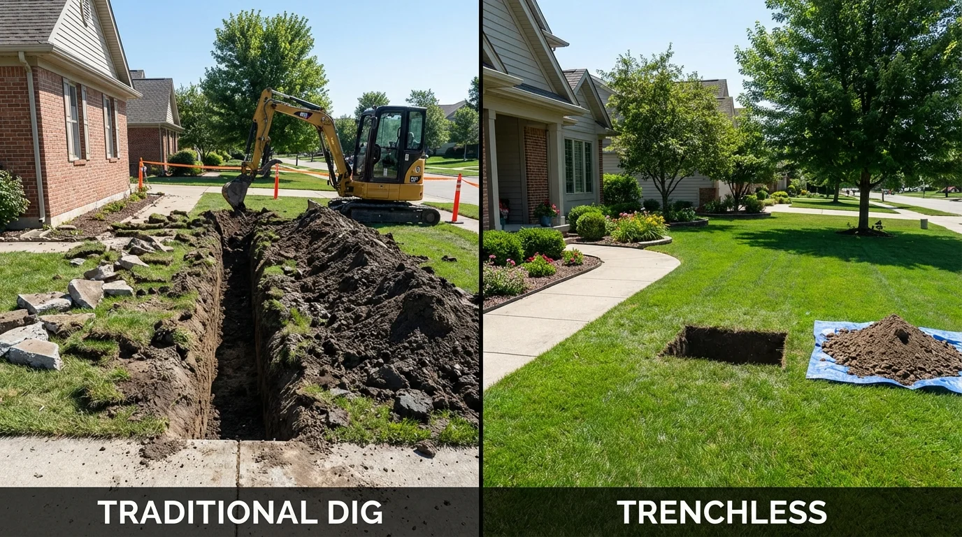 Trenchless sewer repair with minimal yard damage versus traditional excavation in Ventura, CA